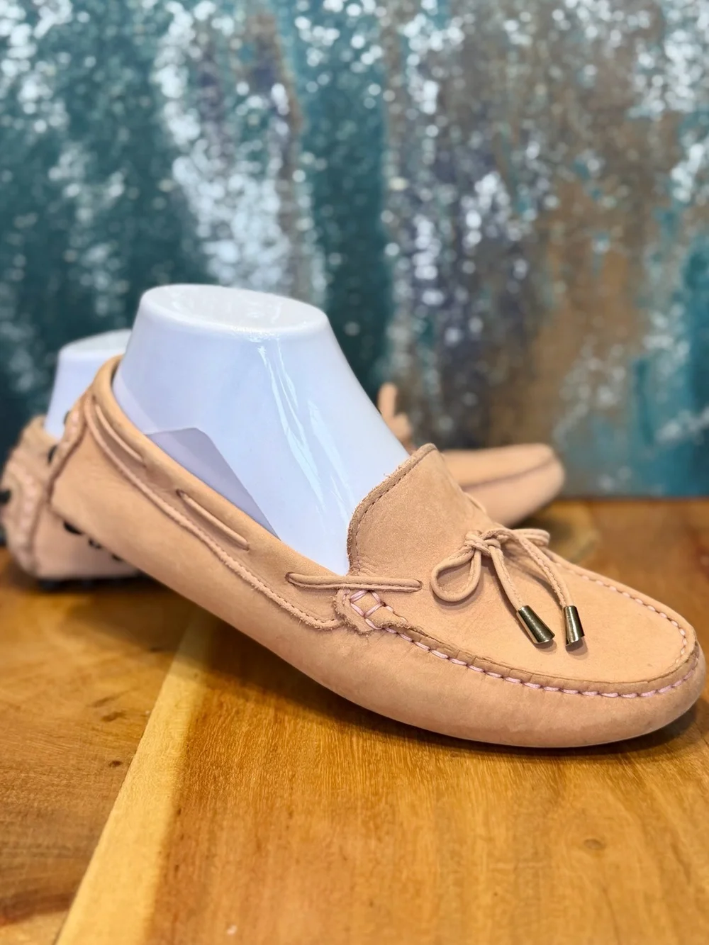 Mercanti Fiorentini Classic Driving Loafers Pink Suede Size 7.5